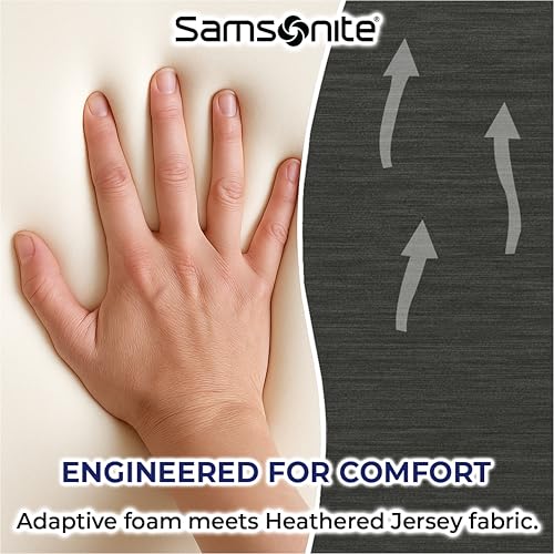 Samsonite Ergonomic Lumbar Support Pillow for Office Chair and Car Seat - Memory Foam Back Support Lumbar Pillow Premium Cushion Chair Support for Lower Back Pain Relief and Versatile Use (Slate Grey)