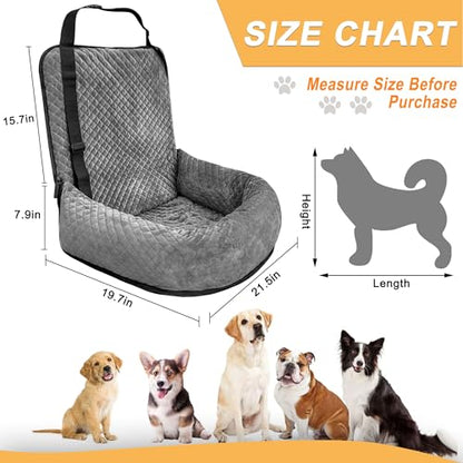 Sephyroth Dog Car Seat for Small/Medium Dogs,Dog Car Bed Washable Pet Travel Safety Seat,Super Soft Safe Removable Puppy Car Seat(Gray) - color: Gray, size: Small