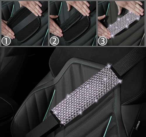 NBTEPEM 2 Pack Bling Car Seat Belt Covers, Diamond Seatbelt Shoulder Protection, Rhinestones Seat Belt Strap Cover Shoulder Pad, Universal Car Interior Accessories Fit for Car/Truck/SUV(Light Purple) - color: Purple