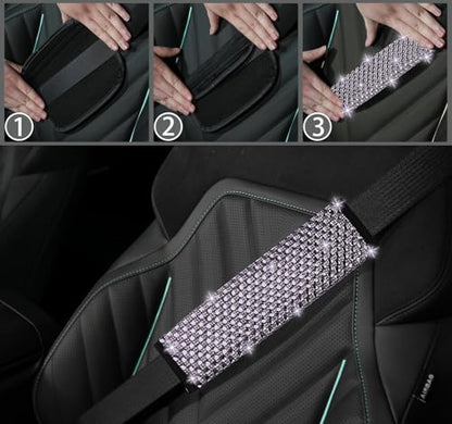 NBTEPEM 2 Pack Bling Car Seat Belt Covers, Diamond Seatbelt Shoulder Protection, Rhinestones Seat Belt Strap Cover Shoulder Pad, Universal Car Interior Accessories Fit for Car/Truck/SUV(Light Purple) - color: Purple