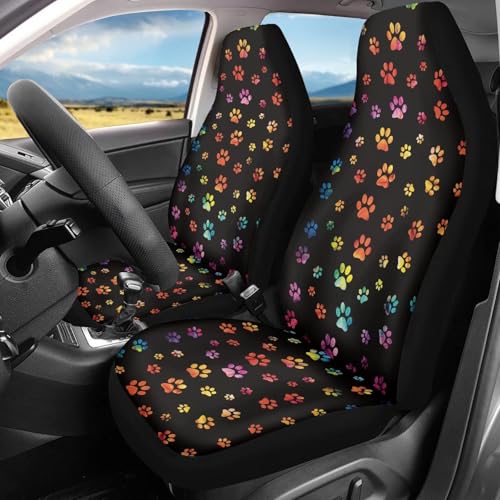 Dreaweet Tie Dye Dog Paw Car Seat Covers 2 Pack Universal Car Seat Cover Soft Stretch Front Seat Covers for Cars SUV Trucks Car Seat Protector Front Seats Only - color: Tie Dye Dog Paw
