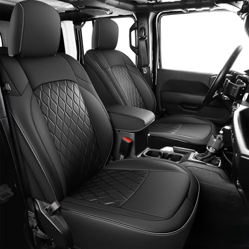 Coverado Seat Covers Fullset for Jeep Wrangler, Waterproof Car Seat Covers for Automotive Truck Seat Covers Custom Fit for 2018-2026 Jeep Wrangler JL 4-Door with Rear Cupholder Only，Black - color: Black, size: Fullset-18-26 Wrangler Jl