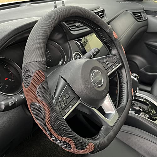 PINCTROT D Shaped Comfy Grip Steering Wheel Cover, Anti-Slip Design, Flat Bottom 14.5-15 Inch(Silicone Brown) - color: 8.Brown, size: D Shaped/Flat Bottom[14 1/2''-15'']