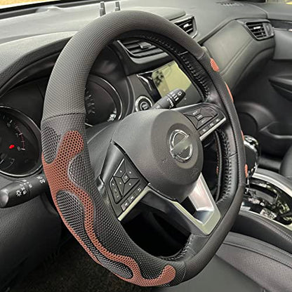 PINCTROT D Shaped Comfy Grip Steering Wheel Cover, Anti-Slip Design, Flat Bottom 14.5-15 Inch(Silicone Brown) - color: 8.Brown, size: D Shaped/Flat Bottom[14 1/2''-15'']