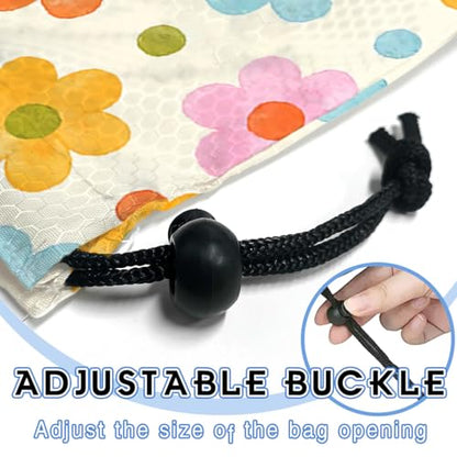 Car Trash Bag Hanging Back of Seat Waterproof Small Cute Printed One-Handed Strap Drawstring Garbage Bags for Car-Flower - color: Flower Car Trash Bag