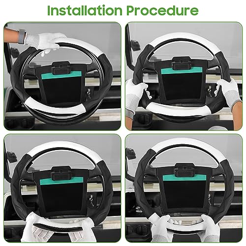 10L0L Golf Cart Steering Wheel Cover for Yamaha, Club Car DS & Precedent 1981-up, 14 Inch Black White - color: Black white