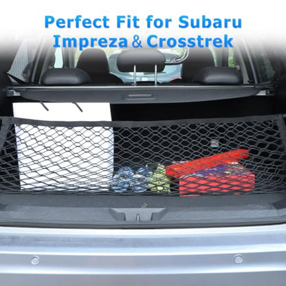 MARCHFA Car Rear Trunk Cargo Net Compatible for 2024 2025 2026 Subaru Impreza Crosstrek Accessories Cargo Storage Organizer Mesh Net