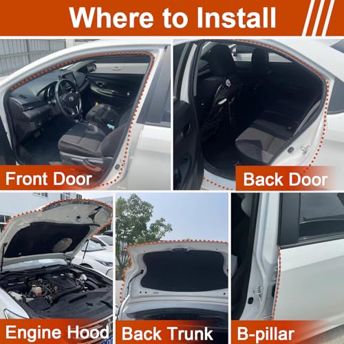 34 Ft Car Door Seal Strip Universal Self Adhesive Automotive Weather Stripping, Double Layer 5-Hole Car Door Soundproofing Strip, Rubber Seal Strip for Cars Trucks SUVs RVs