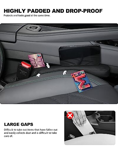 Car Seat Gap Filler Universal for Car SUV Truck Fit Organizer Fill The Gap Between Seat and Console Stop Things from Dropping 2Pcs - color: Black leather New