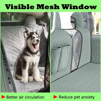 Dog Car Seat Cover for Back Seat Compatible with Ford Edge 2015-2020 2021 2022 2023 2024 Detachable Washable Backseat Pet Travel Hammock Cushion (Green Black)