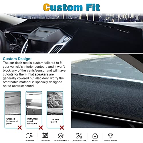 x xotic tech Center Console Dashboard Mat Pre-Cut Non-Slip Sunshield Sun Glare Protector Dash Carpet Pad Black Cover Compatible with Ford Escape 2014-2019 - color: Compatible with Escape 2014-2019