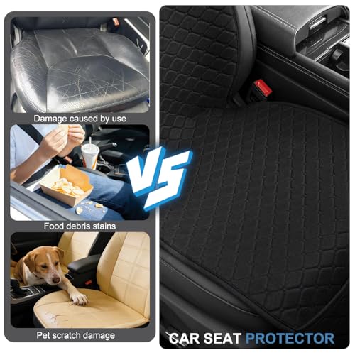 2 Pack Car Seat Covers, Front Seat Covers for Cars, Breathable Linen Car Seat Protector, Universal Fits for Most Automotive, Vehicles, SUVs, Cars, Sedans(Black) - color: Black