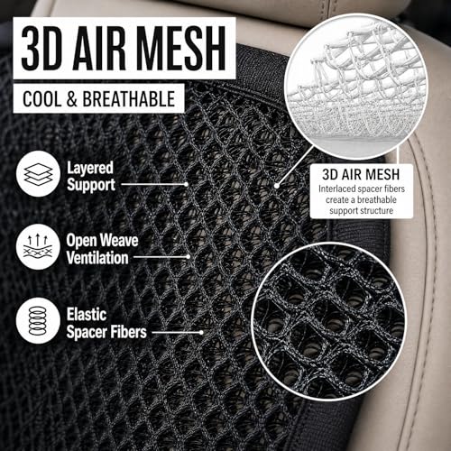 1Pcs Summer Cooling Breathable 3D Air Mesh Car Seat Cushion Pad Cover Universal Fit for Car Truck Pickup SUV Bus Driver's Seat (Black)