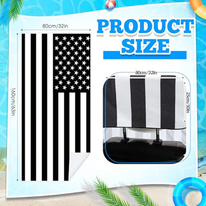 Hahafelt Car Seat Towel Covers with Storage Bag, 63 x 32 Inch Universal Non Slip Waterproof Sweat Protector for Car Truck, Gym Swimming Running, Machine Washable(2 Pack,Black White American Flag) - style: Black White American Flag