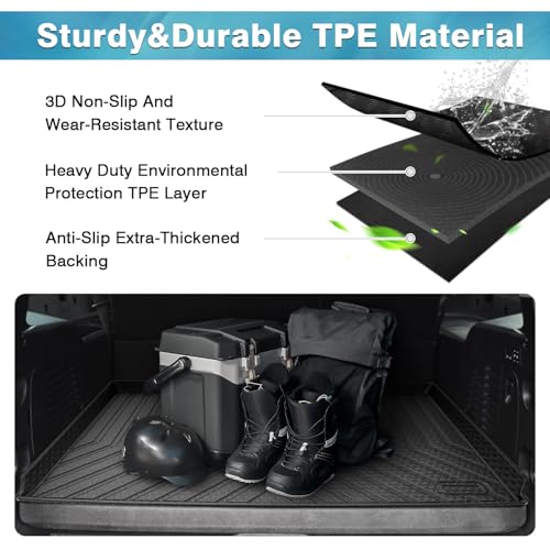 Mixsuper Custom Fit Cargo Liner for Chevrolet Suburban/GMC Yukon XL/Cadillac Escalade ESV 2015-2020, All Weather Cargo Mat Rear Trunk Liner Behind The 3rd Row Seats Black