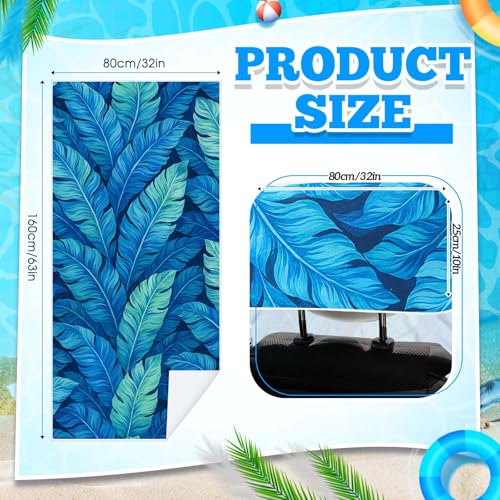 Hahafelt Car Seat Towel Covers with Storage Bag, 63 x 32 Inch Universal Non Slip Waterproof Sweat Protector for Car Truck, Gym Swimming Running, Machine Washable(2 Pack,Blue Leaves) - style: Blue Leaves