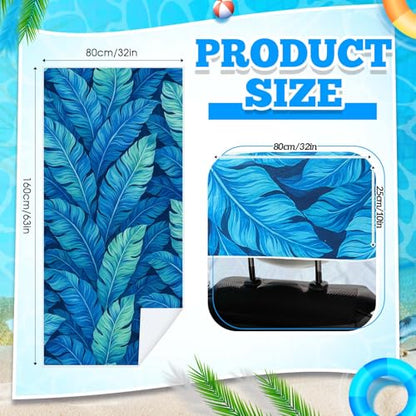 Hahafelt Car Seat Towel Covers with Storage Bag, 63 x 32 Inch Universal Non Slip Waterproof Sweat Protector for Car Truck, Gym Swimming Running, Machine Washable(2 Pack,Blue Leaves) - style: Blue Leaves
