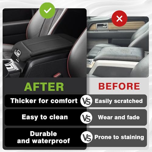 Center Console Armrest Cover Fit for Ford F-150 F150 2009-2014 Accessories, Comfort Armrest Pad Console Lid Cushion Vegan Leather Regular Thick(Bucket Seat ONLY) - size: 2) 09-14 |F150| Bucket Seat, Regular