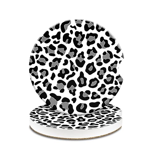 Car Cup Holder Coasters, 2 Pack Universal Auto Anti Slip Insert Coaster,Cerimac Car Coasters with A Finger Notch, Cute Car Assecories for Women Men, Cup Mat for Most Car Interior Leopard - color: Leopard