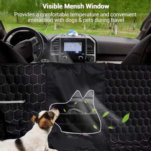 Dog Car Seat Cover for Trucks, Dog Seat Cover for Back Seat Protector F150 Ram 1500, Waterproof Dog Hammock for Truck with Mesh Window Heavy Duty Seat Cover for F-Series/GMC Sierra/Silverado