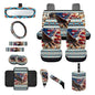 Wanyint Car Seat Covers Front Rear Full Set Steering Wheel Seat Belt Pads Coasters Waste Bin Armrest Pad Cup Holders Rearview Mirror Handbrake Cover Set, 14 Pack, Aztec Eagle American Flag - color: Aztec Eagle American Flag