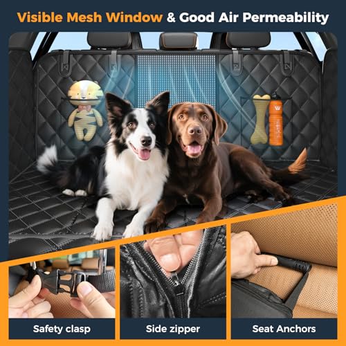 Dog Car Seat Cover for Back Seat, Hard Bottom Back Seat Extender for Dogs - Supports 400lbs, 2026 New Waterproof, Scratch Resistant, Anti Slip Portable Dog Hammock,Suitable for Cars, SUVs and Trucks