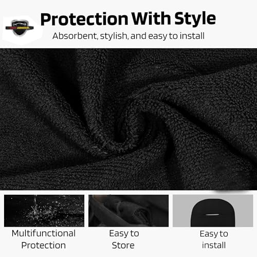 Seat Armour Black Car Seat Towel Cover – Soft, Machine Washable & Absorbent Seat Protector – Quick Install, Multipurpose Vehicle Seat Cover for Workout, Beach, Travel – Universal Fit