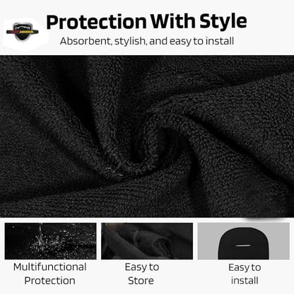 Seat Armour Black Car Seat Towel Cover – Soft, Machine Washable & Absorbent Seat Protector – Quick Install, Multipurpose Vehicle Seat Cover for Workout, Beach, Travel – Universal Fit