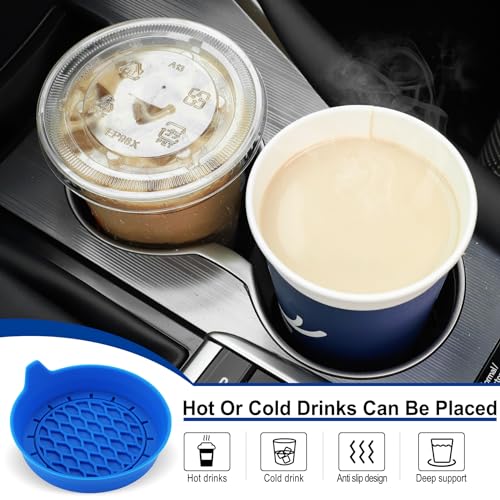 SINGARO Car Cup Holder Coaster, Silicone Cup Holder Insert, Universal Non-Slip Cup Holders, Car Accessories Interior for Women and Man 4 Pack Blue - color: Blue