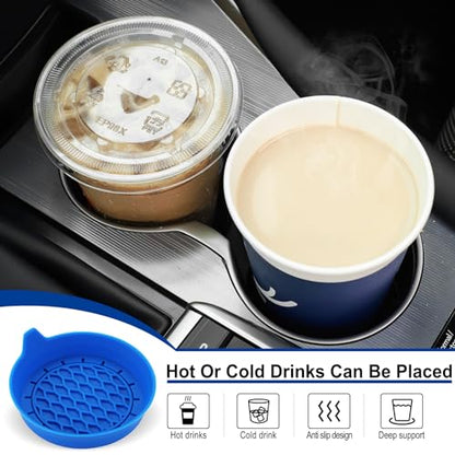 SINGARO Car Cup Holder Coaster, Silicone Cup Holder Insert, Universal Non-Slip Cup Holders, Car Accessories Interior for Women and Man 4 Pack Blue - color: Blue