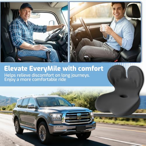 Memory Foam Seat Cushion,Orthopedic Ergonomic Seat Cushions for Tailbone,Sciatica, and Back Pressure Relief,L-Shaped Design & Adjustable Strap,Lumbar Support Pillow for Office,Car,Desk Chair