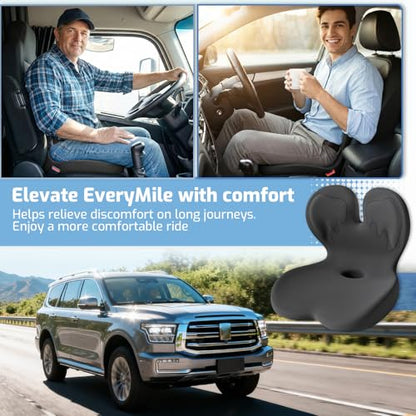 Memory Foam Seat Cushion,Orthopedic Ergonomic Seat Cushions for Tailbone,Sciatica, and Back Pressure Relief,L-Shaped Design & Adjustable Strap,Lumbar Support Pillow for Office,Car,Desk Chair