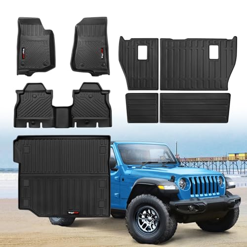 Custom for 2018-2025 2026 Jeep Wrangler JL 4 Door Floor Mats Cargo Liner Backrest Mat Full Set All Weather TPE Rubber Protection Mat (for 2018-2026 Jeep Wrangler JL 4 Door) - color: for 2018-2026 Jeep Wrangler JL 4 Door