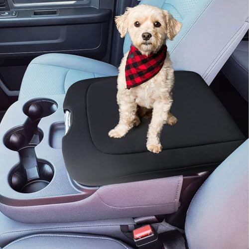 Zxiaochun Center Console Cover Compatible with 2013-2018 Dodge Ram 1500/2500/3500 and 2013-2024 Ram 1500/2500/3500 Classic Models, Armrest Lid Soft Cozy Protective Cover(Neoprene) - color: Black Neoprene, size: For 2013-2024 Ram Jump Seat Console