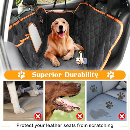 Dog Seat Cover for Tundra/Tacoma/Silverado/Nissan Frontier, 4-in-1 600D Scratchproof Pet Seat Cover Waterproof Dog Hammock Backseat Protection for Trucks (X-Large (60" W x 64" L))