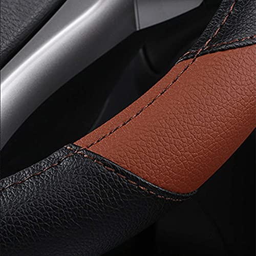 Leather Car Steering Wheel Cover, Non-Slip Car Wheel Cover Protector Breathable Microfiber Leather Universal Fit for Most Cars(Brown) - color: Brown