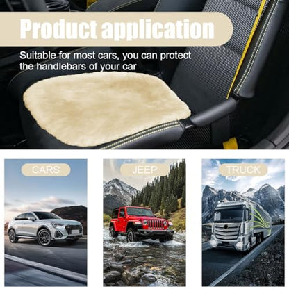 Sheepskin Car Seat Cushion, Soft Comfort Winter Driver Seat Cover, Fluffy Faux Fur Front Seat Pad, Car Seat Protector Pad for Office Chair, Universal Interior Accessory for Car SUV Truck (Beige)