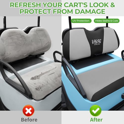 10L0L Golf Cart Seat Covers, Super Comfort Cooler Than Vinyl Seat Cover, Front and Rear Seat Cover for Yamaha EZGO Club Car, No Drilling Breathable Mesh Bench Seat Blanket, Machine Washable - color: Dark Gray + Black, style: Front Seat - For Yamaha & Club