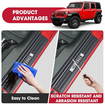 4PCS Door Sill Guards for Jeep Wrangler JL JLU 2018-2026 & 2020-2026 Gladiator JT Accessories 304 Stainless Steel Door Sill Protector Carbon Fiber Front and Rear Door Edge Guard