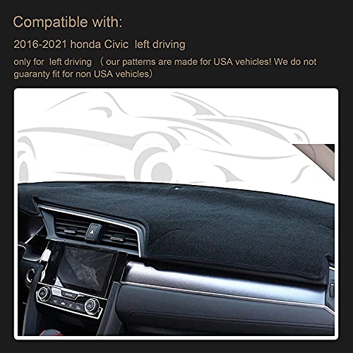 Dashboard Dash Board Cover Mat Carpet Compatible with 2016-2021 Honda Civic - style: Fit for 2016-2021 Honda Civic