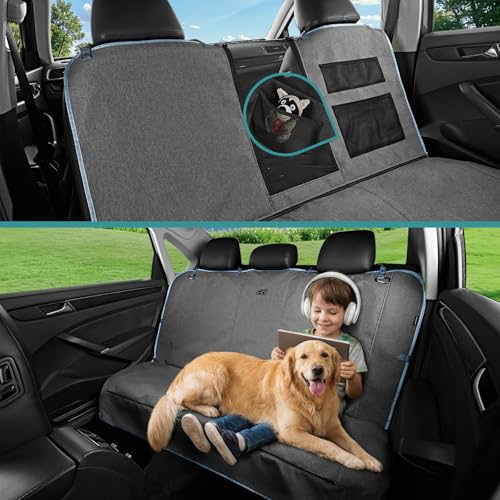 Skechers Dog Car Seat Cover for Pets GOGA MAT, Seat Extender for Dogs Waterproof Seat Cover Hammock Heavy Duty Scratch Proof Nonslip Durable Back Seat Covers for Cars Trucks and SUVs,Gray - color: Gray