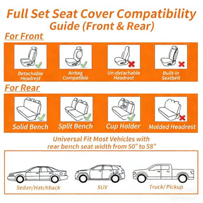 Gray Leather Car Seat Covers Full Set,High-Density Contoured Nappa Leather Universal Precision Fit Seat Cover Solutions,Waterproof Automotive Seat Covers & Accessories,Style1 Gray - color: Gray Full Coverage