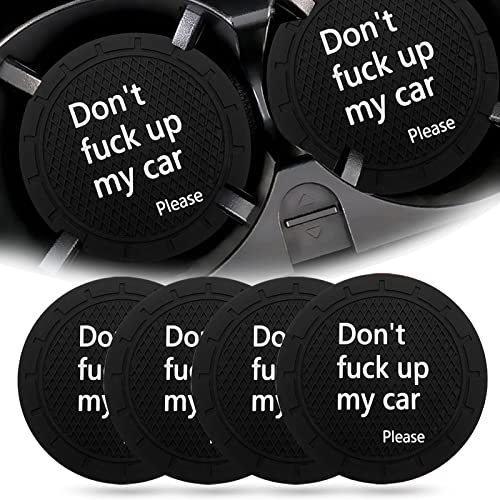 Car Cup Holder Coaster, Car Non-Slip Cup Holder Embedded Decorative Funny Coaster - Don't Fuck up My Car Please, Suitable for Most Car Interior Accessories for Women Men (Black)