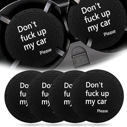 Car Cup Holder Coaster, Car Non-Slip Cup Holder Embedded Decorative Funny Coaster - Don't Fuck up My Car Please, Suitable for Most Car Interior Accessories for Women Men (Black)