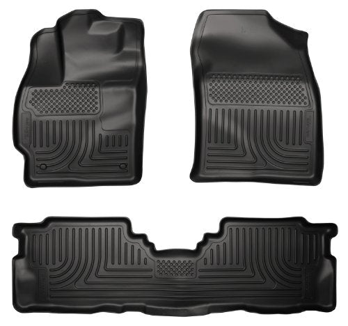 Husky Liners Weatherbeater Floor Mats | Fits 2012-2017 Toyota Prius V | Front & 2nd Row, 3-pc Black - 98911
