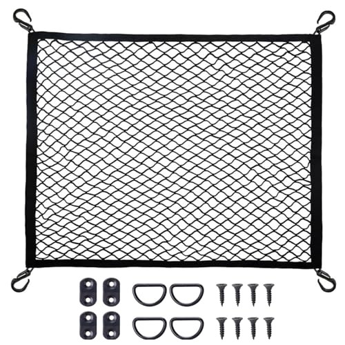 Cargo Net for SUV with Hooks, Adjustable Highly Elastic Storage Organizer Net for Car, Pickup Trucks,Mesh Organizer 2.6'x2' Stretches to 5'x4',Road Trip Essentials Black - size: 31.5x23.6in
