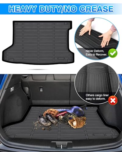 Cartist Cargo Liner Custom Fit for HR-V HRV 2016-2022 (Only AWD Models) All Weather Rear Trunk Mat High Side Waterproof Black TPE - size: 1)Honda HR-V HRV (Only AWD Models)【2016-2022】
