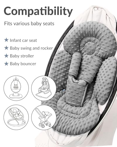 Generic Infant Insert Compatible with Mamaroo Swing & Graco Swing and Infant Car Seat, Newborn Insert Baby Head Body Support, Reversible Design, Breathable Soft Fabric, 1Pcs - Dots, Dark Gray - color: Dots, Dark Gray
