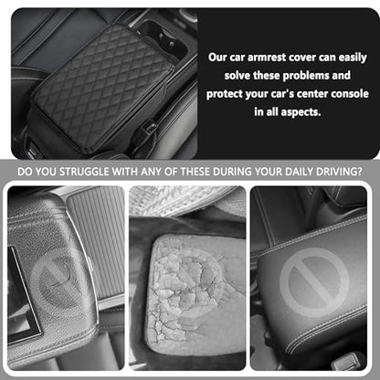 Stacool Upgraded Car Center Console Cover,Microfiber Leather Car Armrest Cover Cushion with 2 Storage Bags,Universal Car Armrest Storage Box (Black)