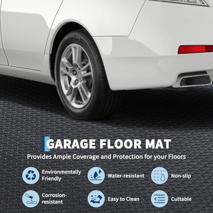 7.8 x 20 FT Garage Floor Mat, 2.8mm Thickened Flooring Roll Diamond Plate PVC Rubber Trailer Mat, Non-Slip Floor Protector Mat for Garage, Warehouse, Gyms, Trailer, SUV